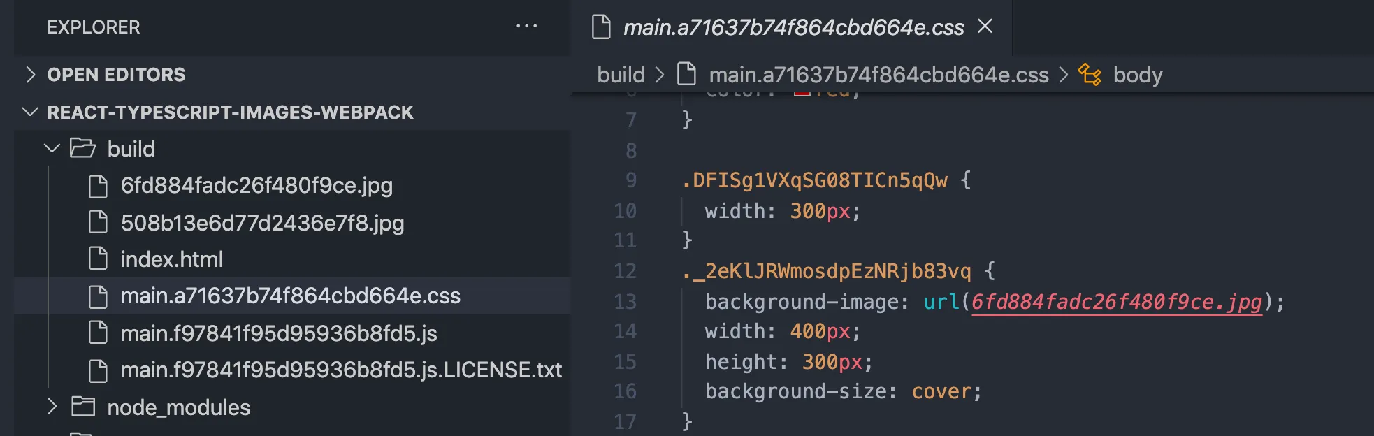 Background image in production