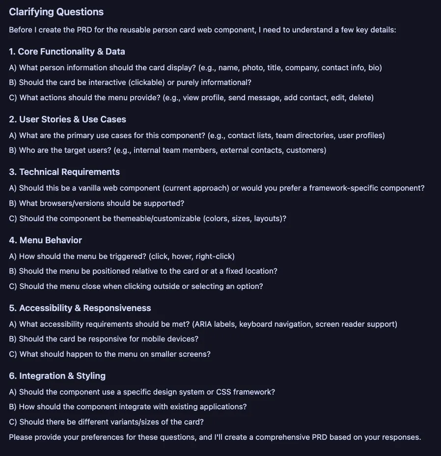 Clarifying questions