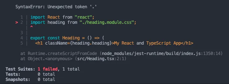 CSS module Jest error