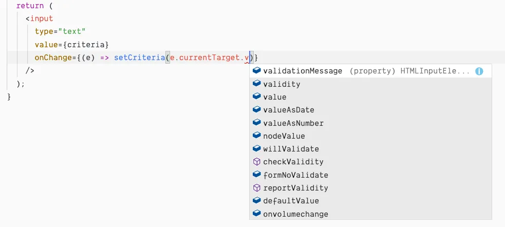 Inline handler autocomplete