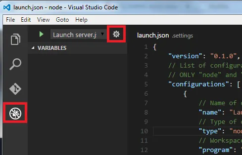 debugging node in VS code