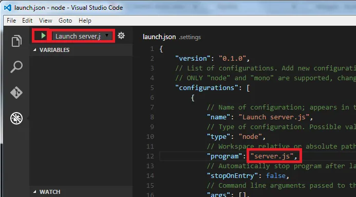 debugging node in VS code