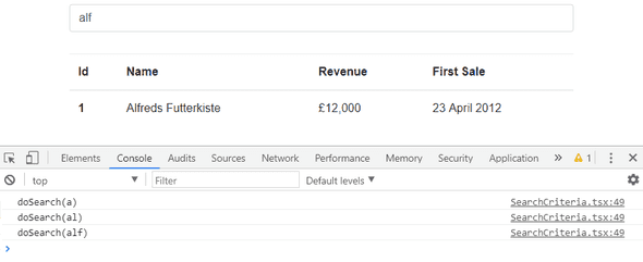 search criteria component invoke every keystroke