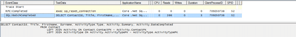 Fast contacts and activities SQL Trace