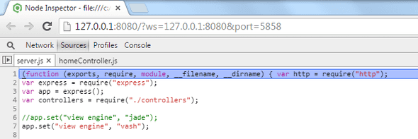 debugging node in chrome