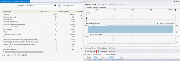 Visual Studio Memory Profiler