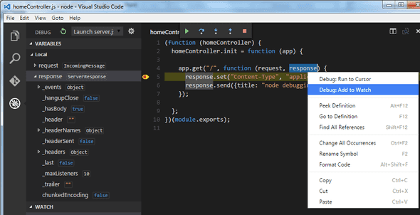 debugging node in VS code