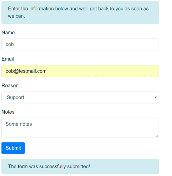 Submitted Contact Us Form