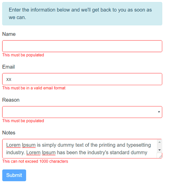 Invalid form