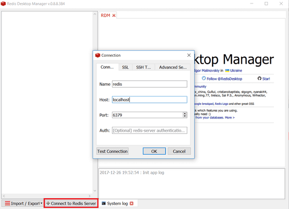 Redis Deskop Manager Connection