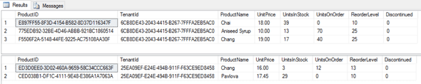 multitenant api sql results