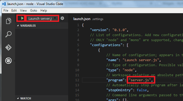 debugging node in VS code